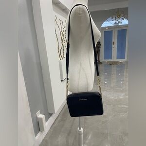 Michael Kors Navy Crossbody Bag with Gold Accents